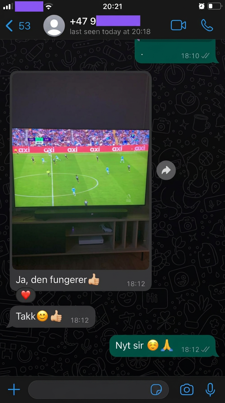 WhatsApp chat: live football streaming perfectly on Smart TV